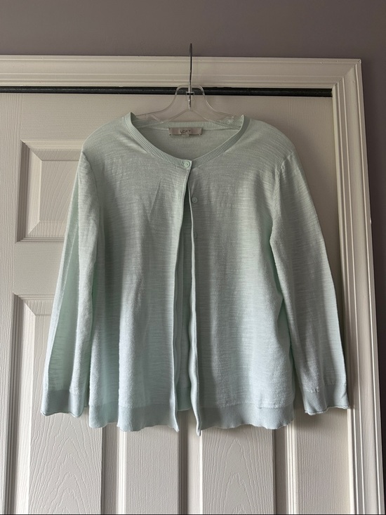LOFT Sweaters - LOFT Mint Green Lightweight Round-Neck Button Cardigan